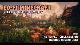 LIVE 🔴 Minecraft Lofi Rainy Day to Evening 🐱 Cozy Colorful City | Chill Beats for Study / Relax