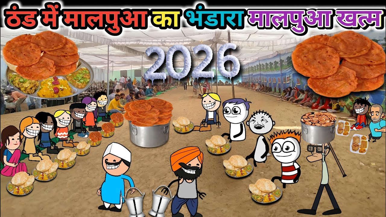 Gaon mein malpua ka Bhandara 🤣 thand mein malpua ka Bhandara 🎥 gadariya ki comedy @tween craft bmw 