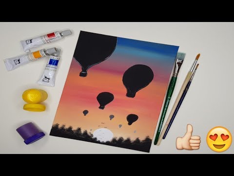 romania currency Beginner Friendly Painting Tutorial for Beginners Step by Step | Hot Air baloons Fly in the Sunset