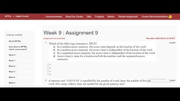 NPTEL Digital Circuits Week 9: Assignment 9 || Last date of submission is 25/09/2024 @Study_Ease001
