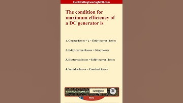 The condition for maximum efficiency of a DC generator is - Electrical Engineering MCQ