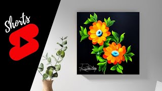 Bright Golden Flowers Acrylic Painting 