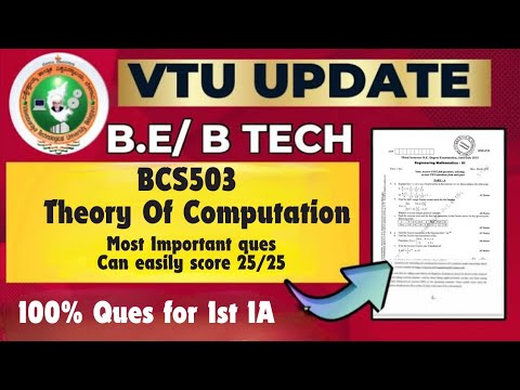 BCS503 Theory of Computation most Important Ques + Ans #vtu # ...