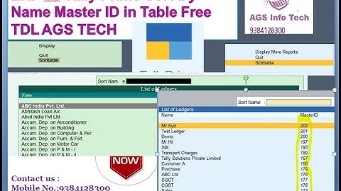 T27 How to do sorting in Tally ERP vs Tally Prime Sort By Name Master ID in Table Free TDL AGS TECH