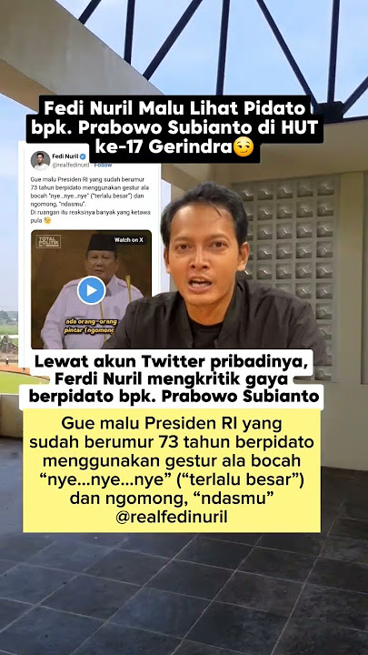 Fedi nuril kritik gaya pidato bapak prabowo #shortsvideo #shortsfeed #shorts