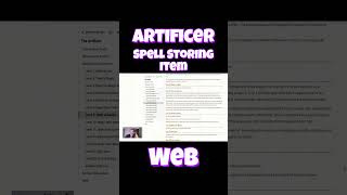 D&amp;D: Artificer Spell Storing Item Web #dnd