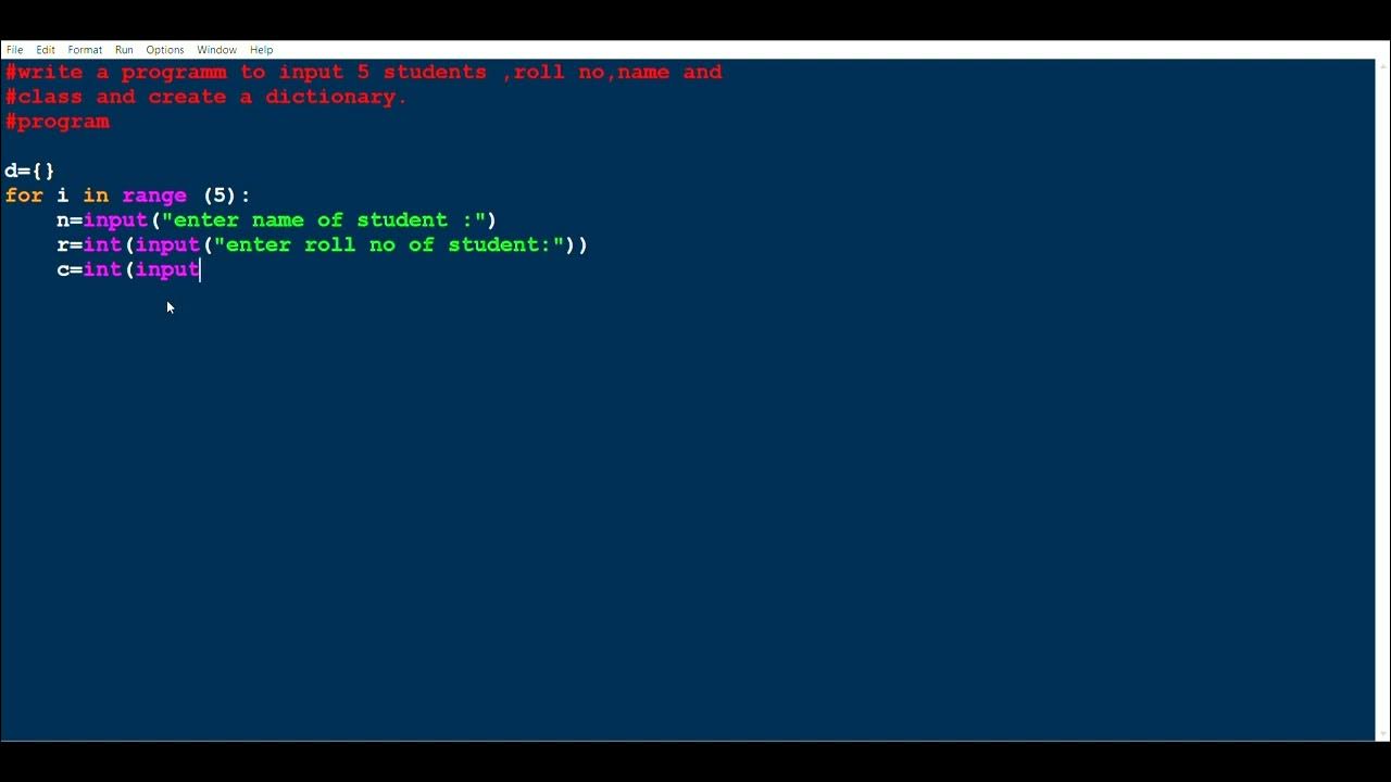 write a program to input 5 students ,roll no,name and class and create ...