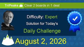 Microsoft Solitaire Collection: TriPeaks - Expert - August 2, 2026 screenshot 1
