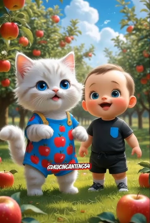 Cat meow sings pok ame-ame with baby #cartoon #cute cat #singing cat #meow #cute baby #viral