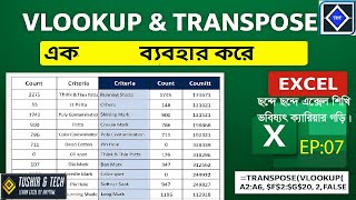 VLOOKUP & TRANSPOSE একসাথে ব্যবহার Dashboard ডাটা সাজান | Excel Smart Formula Trick in Bangla. EP:07