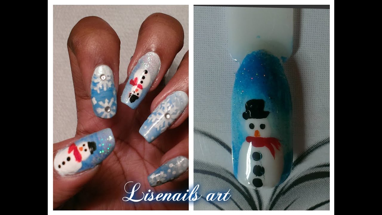 ⛄ Nail art bonhomme de neige ⛄ - YouTube