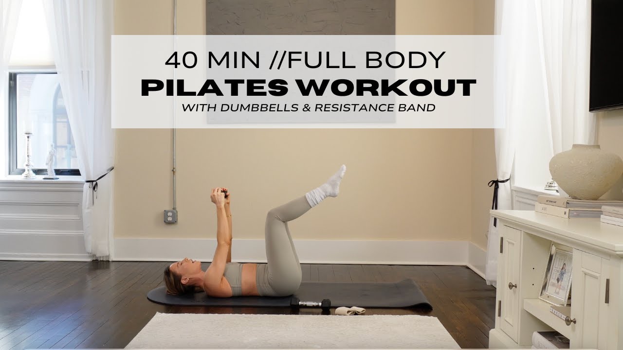 40 MIN FULL BODY PILATES AT HOME WORKOUT | WITH DUMBBELLS & RESISTANCE BAND | full body home workout