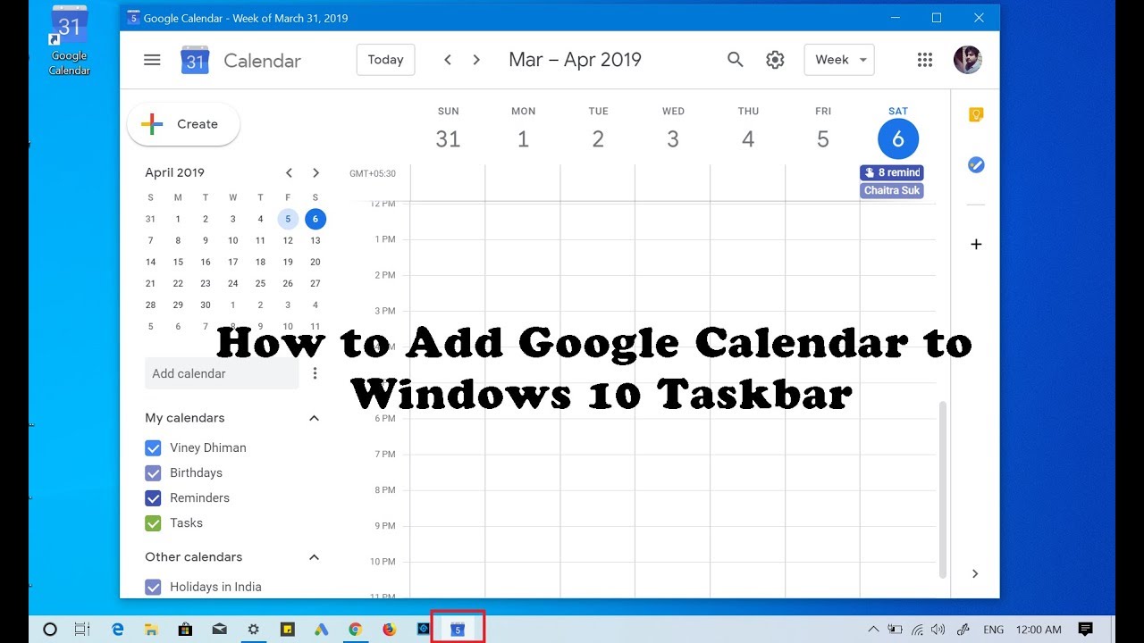 How to Add Google Calendar to Windows 10 Taskbar