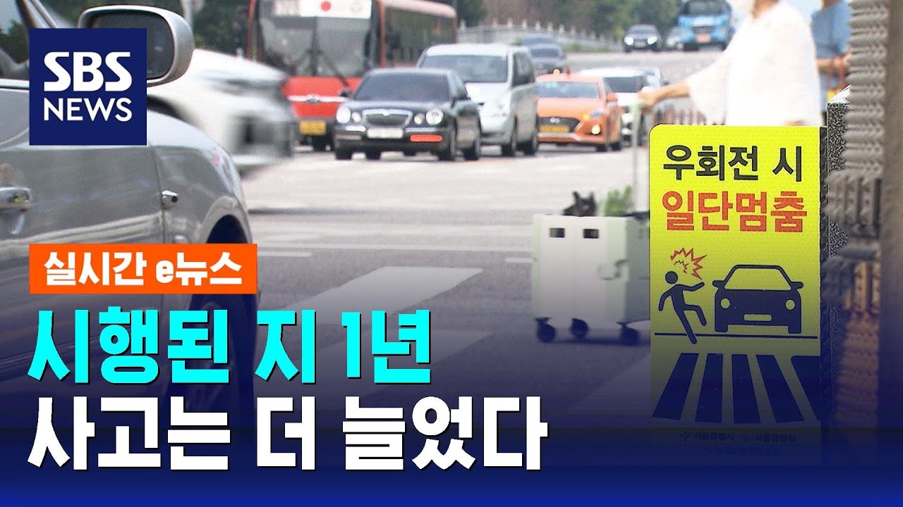 '우회전 일시정지' 시행 1년…오히려 사고는 더 늘었다 / SBS / 실시간 e뉴스