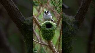 Watch a Tiny Long-Tailed Tit Build Its Nest! 🪺🐦 #Shorts #birds #nest