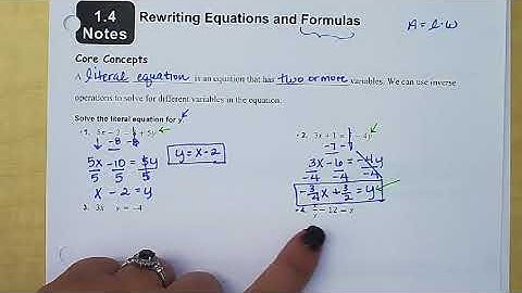 1.4 Rewriting Equations and Formulas