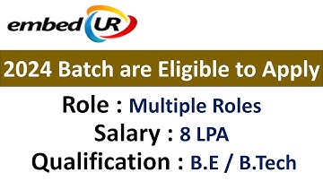 embedUR systems Hiring for Multiple Roles - 2024 Batch are Eligible to Apply