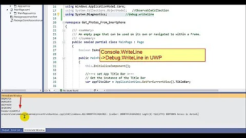 🐞 Show Debug Console.Writeline in UWP. ✔Solved: Use Debug.Writeline in Immediate Window