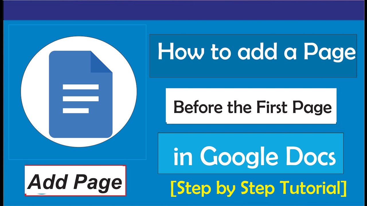 How to Add a Page Before the First Page in Google Docs - YouTube