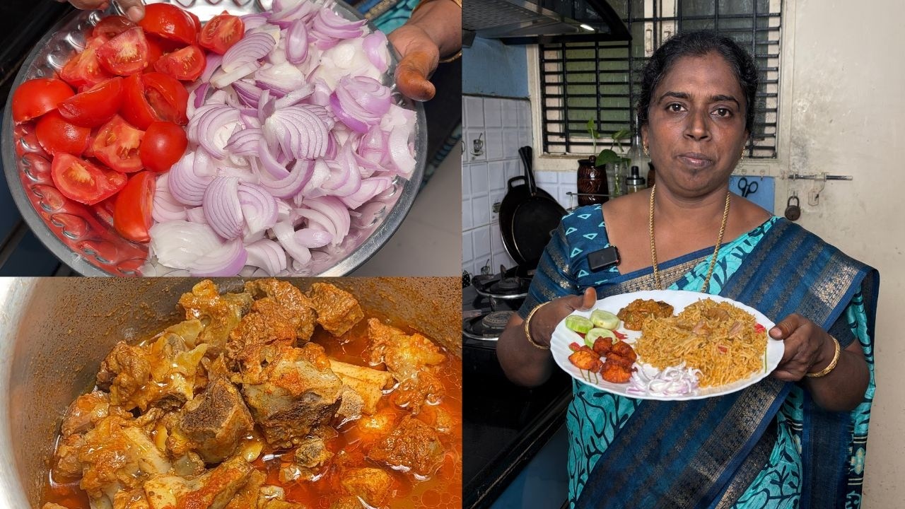 Cookerல் அடி பிடிக்காமல் உதிரி, உதிரியா மட்டன் Biriyani செய்வது இவ்வளவு Easyயா? Cooker Mutton Biriya