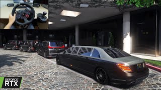 Mercedes-Maybach S650 Pullman | MAFIA GANG WAR & CONVOY | GTA 5 | Steering wheel gameplay