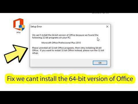 Fix we can't install the 64 bit version of office because we found the  following - YouTube