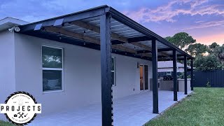 FINALLY INSTALLING A ROOF ON OUR DIY ATTACHED MODERN PERGOLA | HOW TO INSTALL METAL ROOF