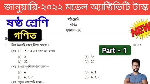 Class 6 Mathematics Model Activity Task January 2022 , Part 1 || January Activity Task Class 6 Maths