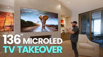 BYE BYE TV... HELLO MicroLED. We swapped a 90" TV for a 136" MICROLED in this GORGEOUS living room!