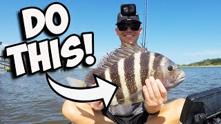 Master the Technique: Kayak Fishing for BIG Sheepshead under shallow docks