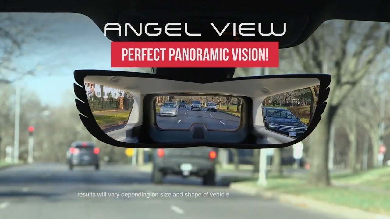 Angel View 2 Pack As-seen-on-tv Wide-Angle Rearview Mirror Reduces Blind Spots, Black 16589