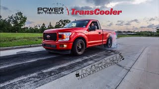 power by the hour trans cooler and shock relocation for the coyote f150