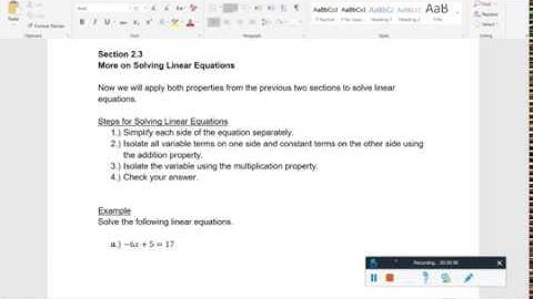 Chapter 2.3 - More on Solving Linear Equations
