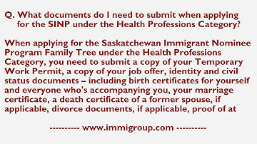 What documents do I need to submit when applying for SINP under Health Professions Category?