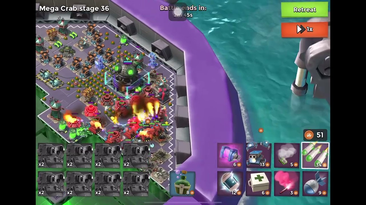 Boom Beach - Mega Crab - Attack 740 (Clear=Free Attack) (Hasty Crab=Speed) (Reverse)