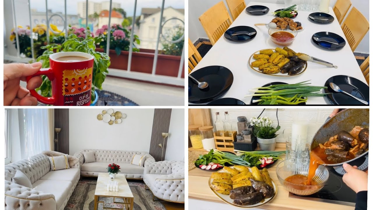 حكيت لكم كيف وصلت على المانيا 🇩🇪/روتين تنظيفي للصالون🪣🧹 طبخت محاشي على طلب ابو عماد🧔🏻‍♂️/🍆