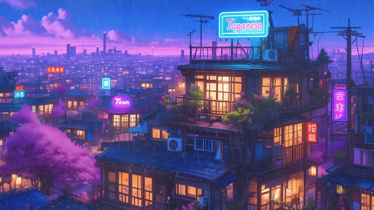 Warm Windows & Rain 🌙 Rain Lofi Hip Hop Beats for Sleep | 80s & 1990 | The Japanese Town