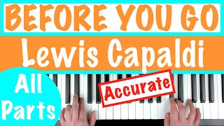 Video thumbnail of "How to play BEFORE YOU GO - Lewis Capaldi Piano Chords Tutorial"