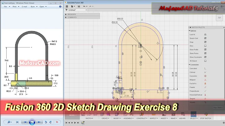 Fusion 360 2D Sketch Drawing | Practice Tutorial | Exercise 8