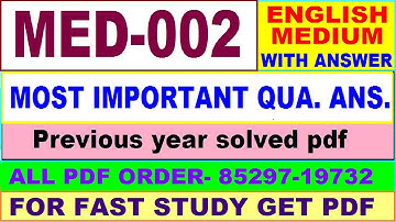 med 002 important questions / med 2 previous year question paper in English / ma political science