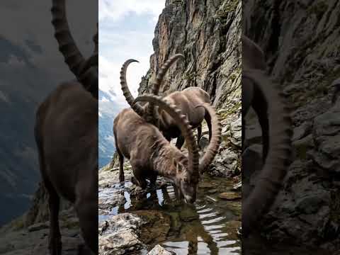 Alpine ibex on treacherous terrain #wildlife #mountains #shorts thumbnail