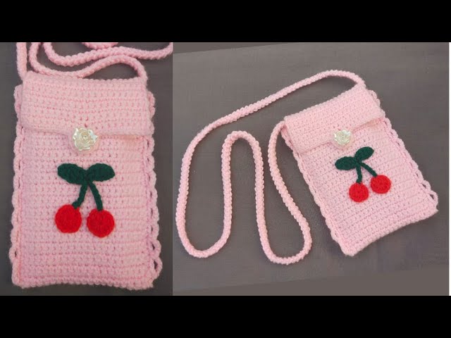 ポーチ KIRSH Cherry handmade knit bag ivory KKQWBBG502M cute Crochet bag | crossbody bag #cherrybag 🍒 - YouTube
