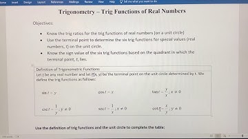 How to Determine the Six Trig Functions of Real Numbers on the Unit Circle - Part 1