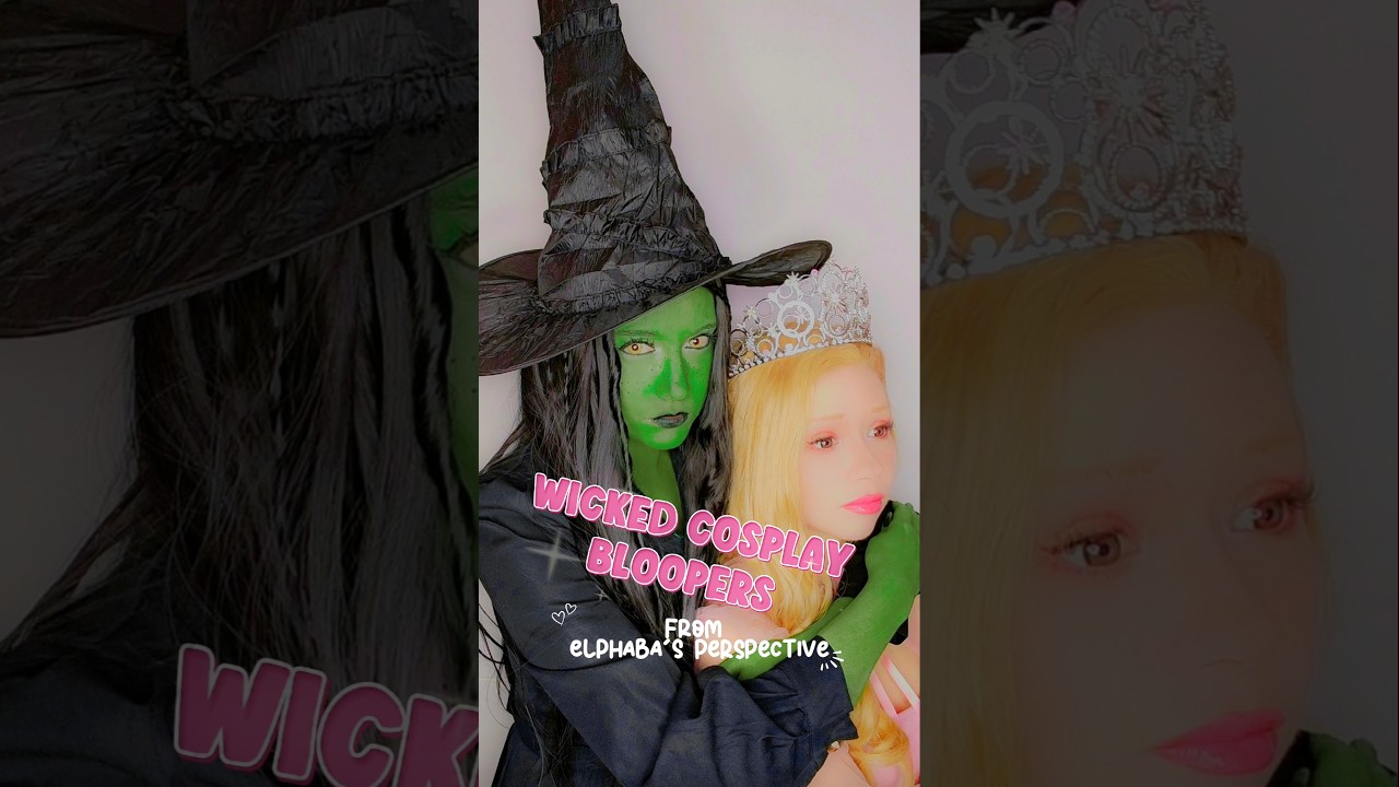 BLOOPERS TIME | Elphaba & Glinda @nikkihatsunecosplay #cosplay #shorts #wicked