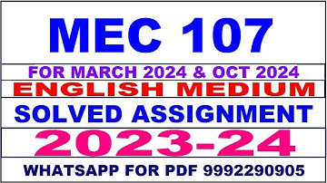 mec 107 solved assignment 2023-24 | mec 107 solved assignment in english 2024 | mec 107 2024