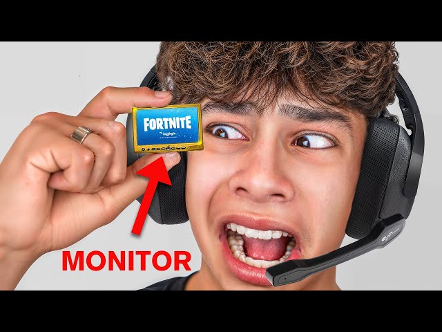 I Played Fortnite on World's SMALLEST Monitor class=