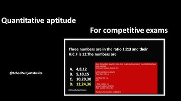 Three numbers are in the ratio 1:2:3 and their H.C.F is 12competitive exam@Schoolsubjectsbasics