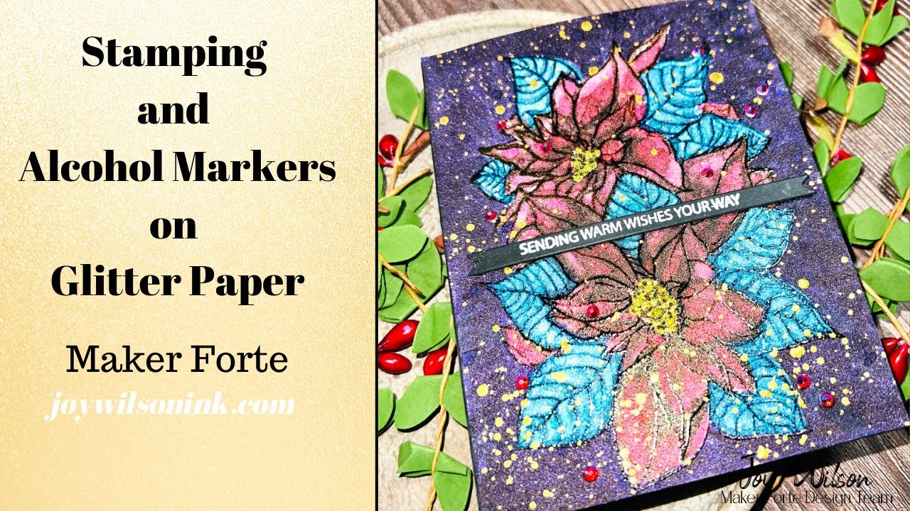 Stamping and Alcohol Marker Coloring on Glitter Cardstock YouTube