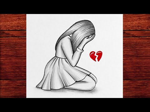 Adım Adım Üzgün Kız Resmi Nasıl Çizilir - Kolay Karakalem Kız Çizimleri - How to draw Alone Sad Girl