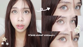 Trying coloured contact lenses for the first time on my dark asian eyes! ( ft. JUST4KIRA )
